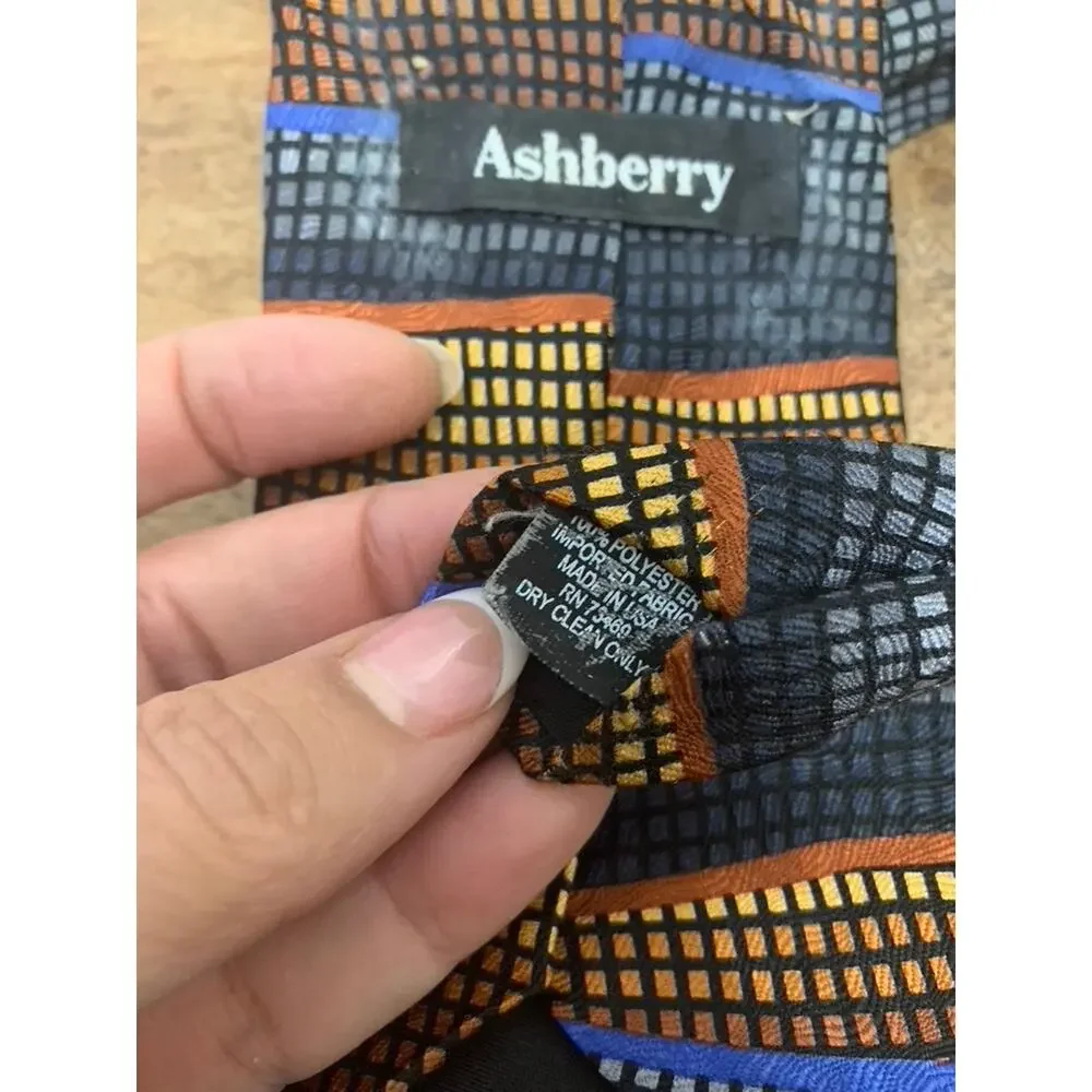 Vintage Ashberry Men's Geometric Striped Necktie‎ Multicolor Adjustable Classic